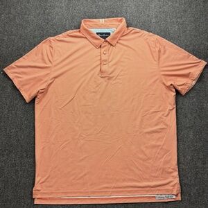 Robert Graham Polo Shirt Mens 2XL Orange Microprint Classic Performance Designer